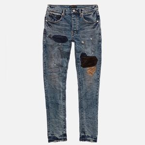 Men's Slim Fit Patchwork Jeans